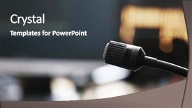  Presentation with recording studio - Cool new slide deck with listening slide - microphone in recording studio close backdrop and a  colored foreground