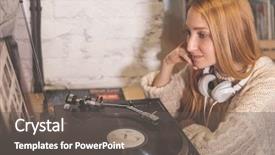  Presentation with gramophone - Amazing presentation design having listening to a gramophone record backdrop and a dark gray colored foreground