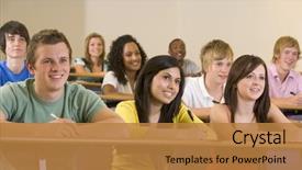  Presentation with college students - Audience pleasing presentation theme consisting of listening to a university lecture backdrop and a gold colored foreground