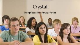  Presentation with college students - PPT theme featuring listening to a university lecture background and a soft green colored foreground