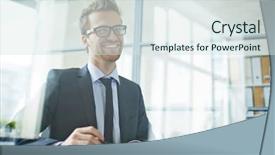  Presentation with listening - Slides featuring listening to candidate for vacancy background and a sky blue colored foreground