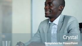  Presentation with african american meeting - Slide deck with listening to colleagues intent background and a seafoam green colored foreground