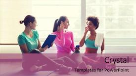  Presentation with computer music - PPT layouts featuring listening to music in gym background and a coral colored foreground