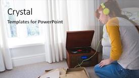  Presentation with gramophone - Theme enhanced with listening to music on gramophone background and a  colored foreground