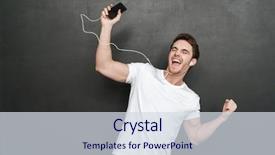  Presentation with dancing music grass - Cool new PPT layouts with listening to music on phone backdrop and a sky blue colored foreground