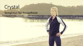  Presentation with health woman running female runner - Colorful slide deck enhanced with female runner listening to music backdrop and a blonde colored foreground