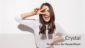  Presentation with asian music - Cool new presentation theme with listening to music with headphones backdrop and a light gray colored foreground