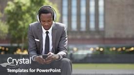  Presentation with african music - Slides with listening to music with headphones background and a dark gray colored foreground