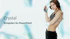  Presentation with graffiti - Colorful PPT layouts enhanced with listening to the music young caucasian beautiful woman with headphones against blue graffiti backdrop and a sky blue colored foreground