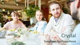  Presentation with story - Audience pleasing PPT layouts consisting of listening to their friend story backdrop and a sky blue colored foreground