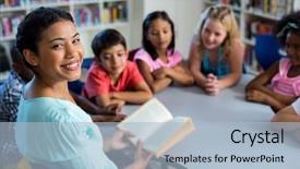  Presentation with pupils reading - Slides featuring listening to their teacher reading background and a light blue colored foreground