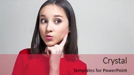  Presentation with teenage girl - Slide set with listens acts - surprised teenage girl listening background and a red colored foreground