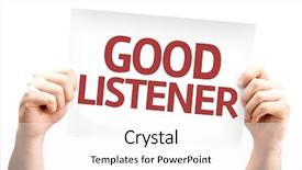  Presentation with good - Cool new slides with listning skill - good listener card isolated backdrop and a white colored foreground