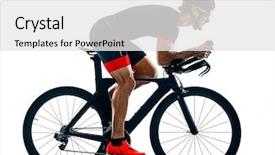  Presentation with triathlon - Theme featuring lit - triathlete triathlon cyclist cycling silhouette background and a white colored foreground