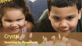  Presentation with lit candles - Colorful presentation theme enhanced with lit candles on birthday backdrop and a tawny brown colored foreground