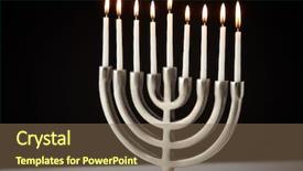  Presentation with hanukkah - Slides with lit candles on metal hanukkah background and a violet colored foreground