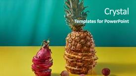  Presentation with tropical fruit - Beautiful slides featuring litchi fruits on a duotone backdrop and a ocean colored foreground