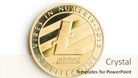  Presentation with litecoin - Cool new theme with litecoin digital cryptocurrency isolated on white background altcoins backdrop and a blonde colored foreground