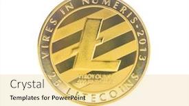  Presentation with litecoin - PPT theme consisting of litecoin digital cryptocurrency isolated on white background altcoins background and a yellow colored foreground