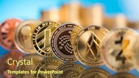  Presentation with litecoin - Audience pleasing slide set consisting of litecoin-etherium-bitcoin-virtual-currency backdrop and a tawny brown colored foreground