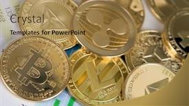  Presentation with litecoin - Audience pleasing presentation theme consisting of litecoin-etherium-bitcoin-virtual-currency backdrop and a coral colored foreground