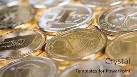  Presentation with litecoin - Presentation theme with litecoin-etherium-bitcoin-virtual-currency background and a coral colored foreground