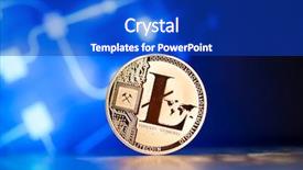  Presentation with litecoin - Amazing PPT theme having litecoin on blue chart background backdrop and a royal blue colored foreground