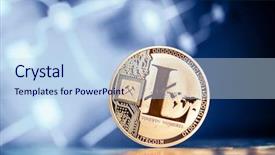  Presentation with litecoin - Cool new presentation theme with litecoin on blue chart background backdrop and a light blue colored foreground