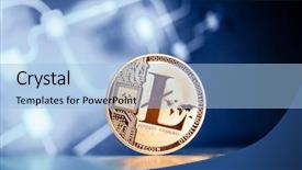  Presentation with litecoin - PPT layouts enhanced with litecoin on blue chart background background and a light blue colored foreground