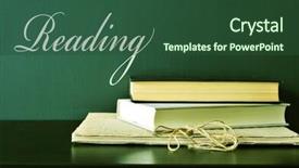  Presentation with reading - Presentation design having literacy text messaging - word reading and a pile background and a ocean colored foreground