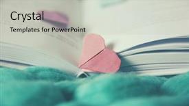  Presentation with heart book - PPT theme enhanced with literary form - heart bookmark for book background and a light gray colored foreground