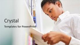  Presentation with elementary school african american female - PPT layouts featuring children s literature - african pupil in the school's background and a light gray colored foreground