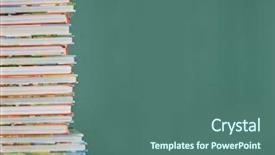  Presentation with children books - PPT theme having tall stack of children's background and a  colored foreground