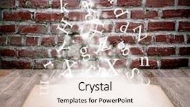  Presentation with note book - Slide set consisting of open book with letters falling background and a lemonade colored foreground