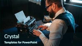  Presentation with literature - PPT theme enhanced with literature author in glasses typing background and a wine colored foreground