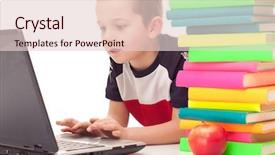  Presentation with books - Presentation theme enhanced with literature child - preschooler with lot of books background and a  colored foreground