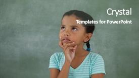  Presentation with chalk board - Presentation design with literature child - thoughtful young girl against chalk background and a gray colored foreground