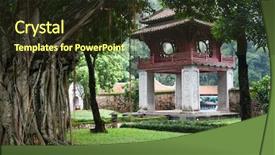  Presentation with history vietnam - Audience pleasing presentation theme consisting of literature in hanoi vietnam backdrop and a tawny brown colored foreground