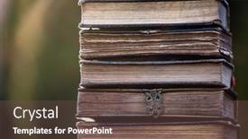  Presentation with stack books - Cool new slide set with literature-reading-concept-banner backdrop and a tawny brown colored foreground