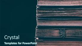  Presentation with stack books - Beautiful slide set featuring literature-reading-concept-banner backdrop and a ocean colored foreground