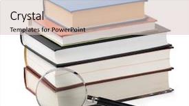  Presentation with literature review - Cool new slide deck with literature review - magnifying glass and books stack backdrop and a soft green colored foreground