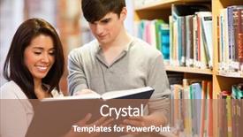  Presentation with kids reading book - PPT layouts consisting of literature review - smiling students reading a book background and a coral colored foreground