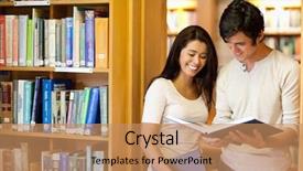  Presentation with literature review - PPT layouts with literature review - students looking at a book background and a coral colored foreground