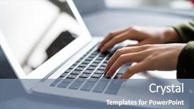  Presentation with literature review - Slide set consisting of literature review - woman using a laptop background and a seafoam green colored foreground