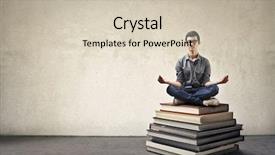  Presentation with meditation - Cool new PPT theme with yoga man - meditation on a pile backdrop and a soft green colored foreground