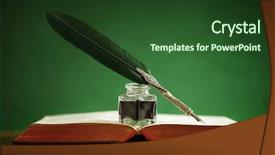  Presentation with history book - Presentation design enhanced with literature writing author and history background and a tawny brown colored foreground