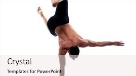  Presentation with acrobatics - Audience pleasing PPT theme consisting of lith - caucasian man gymnastic acrobatics equilibrium backdrop and a  colored foreground