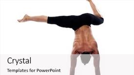  Presentation with stretch - PPT layouts consisting of lith - caucasian man gymnastic stretch balance background and a white colored foreground