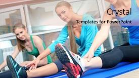  Presentation with group of sports balls - Slide deck having lith - group of sportive young women background and a  colored foreground