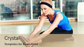  Presentation with exercise kids kid doing fitness - Slide set consisting of lith - young sporty woman doing exercises background and a  colored foreground